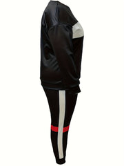 Colorblock Striped Top & Joggers Set