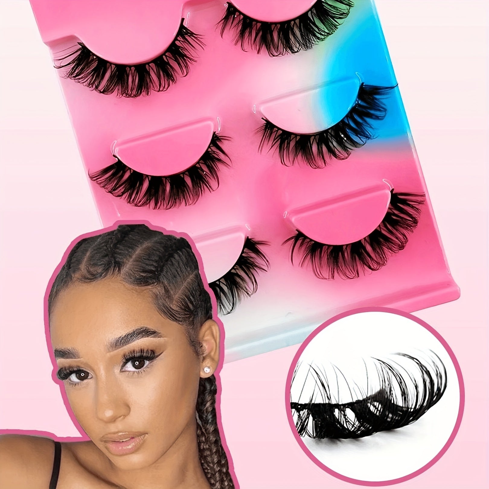 3 Pairs Fluffy 3D Mink Lashes 100 Cruelty Reusable Natural Eyelashes