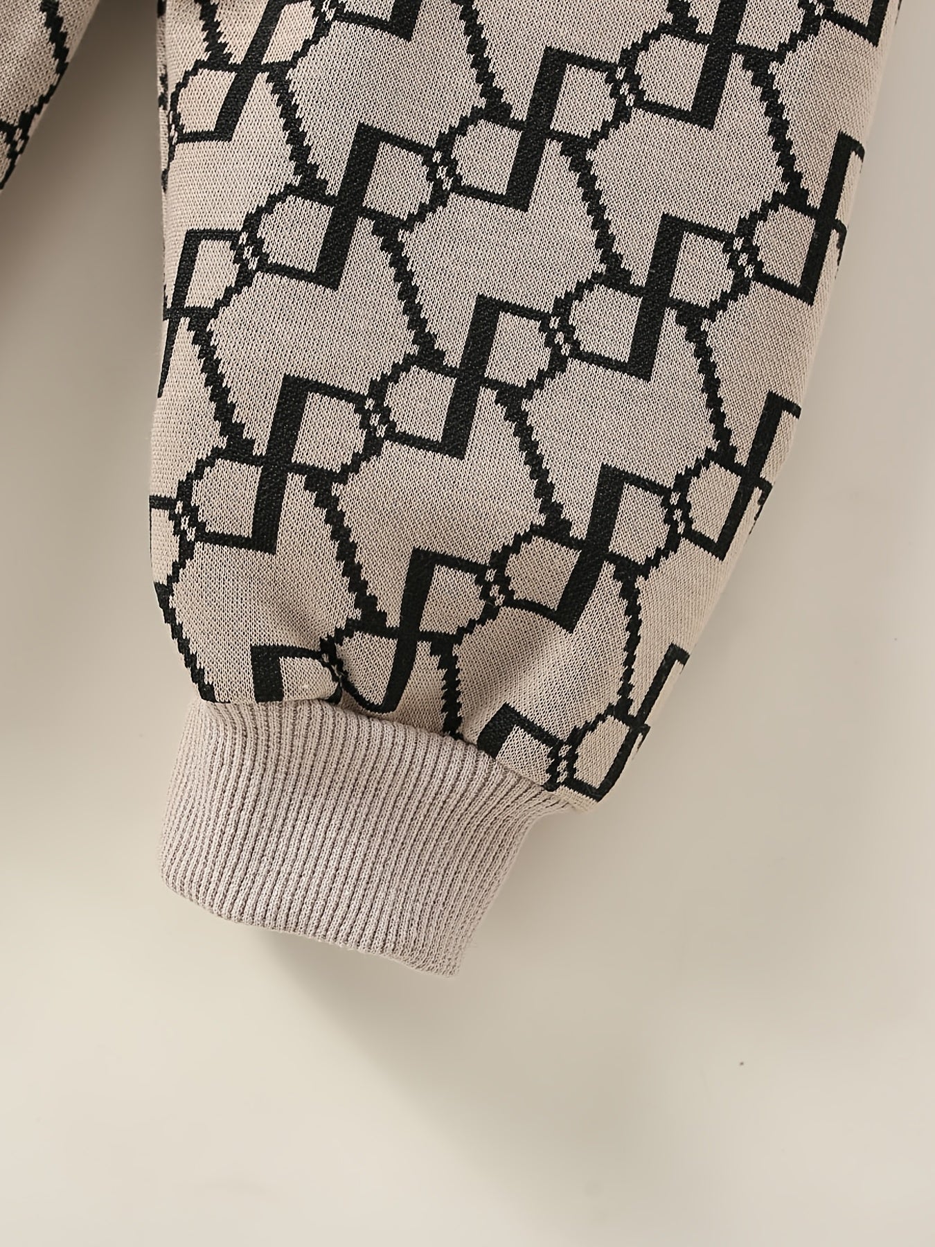 3pcs Baby Boy Bear Print Top & Geometric Cardigan & Matching Pants
