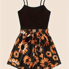 Spring & Summer 2pc Set Spaghetti Top & Floral Shorts Women's Clothing