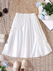 Girls Bow Decor Princess Skirt Kids Summer Clothes