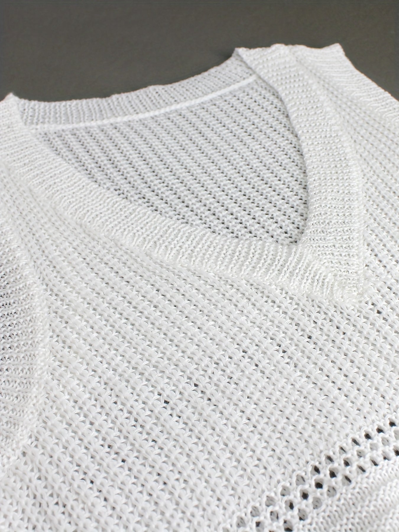 Solid V Neck Sleeveless Sweater Vest Women's Clothing