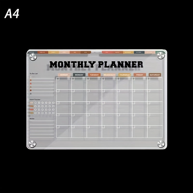 Small Transparent Acrylic Planner Magnetic Board Self Discipline Punching