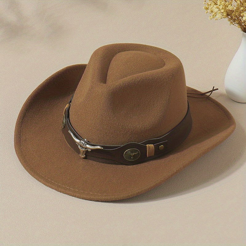 Vintage Western Bull Head Fedora Cap