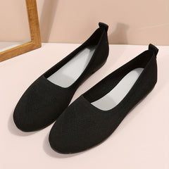 Women's Soft Sole Knit Flat Shoes Slip On Casual Breathable Flats