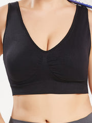 3 Pack Plus Size Casual Bras Set Women's Plus Solid Wireless Invisible