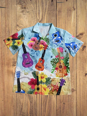Flamingo Cowboy All Over Print Men's Casual Hawaiian Shirt