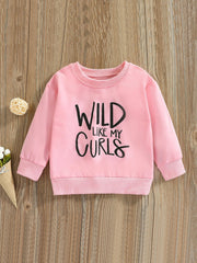 Toddler Girls Letter Print Sweatshirt, Long Sleeve