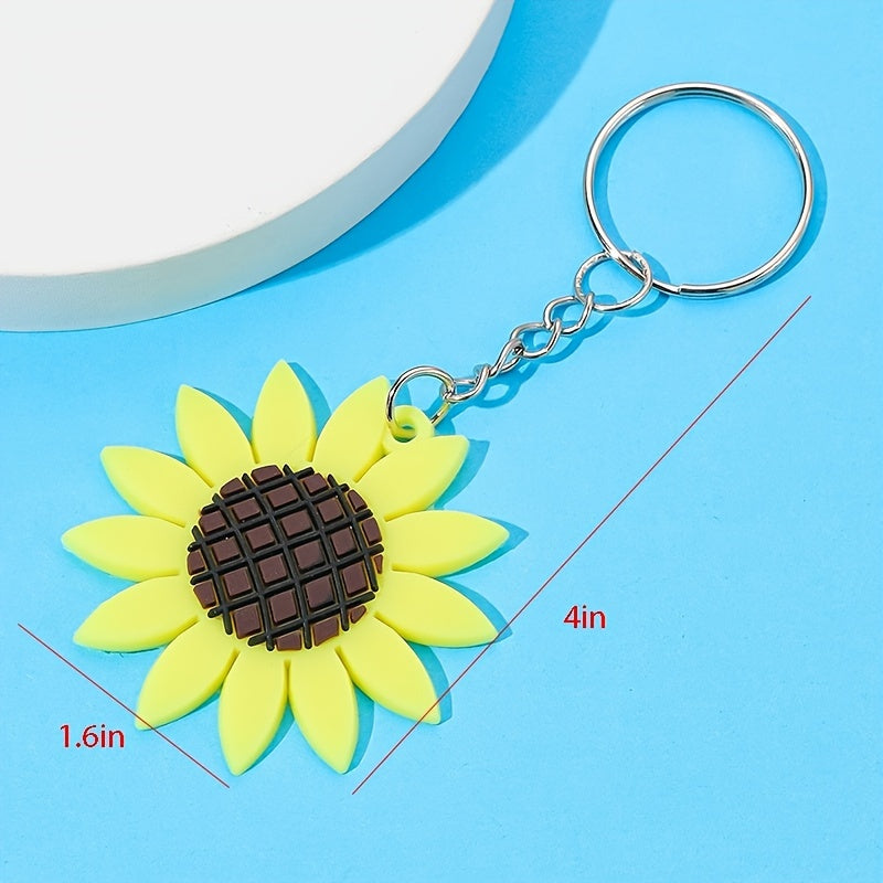 Acrylic Sunflower Keychain, Floral Bag Accessory