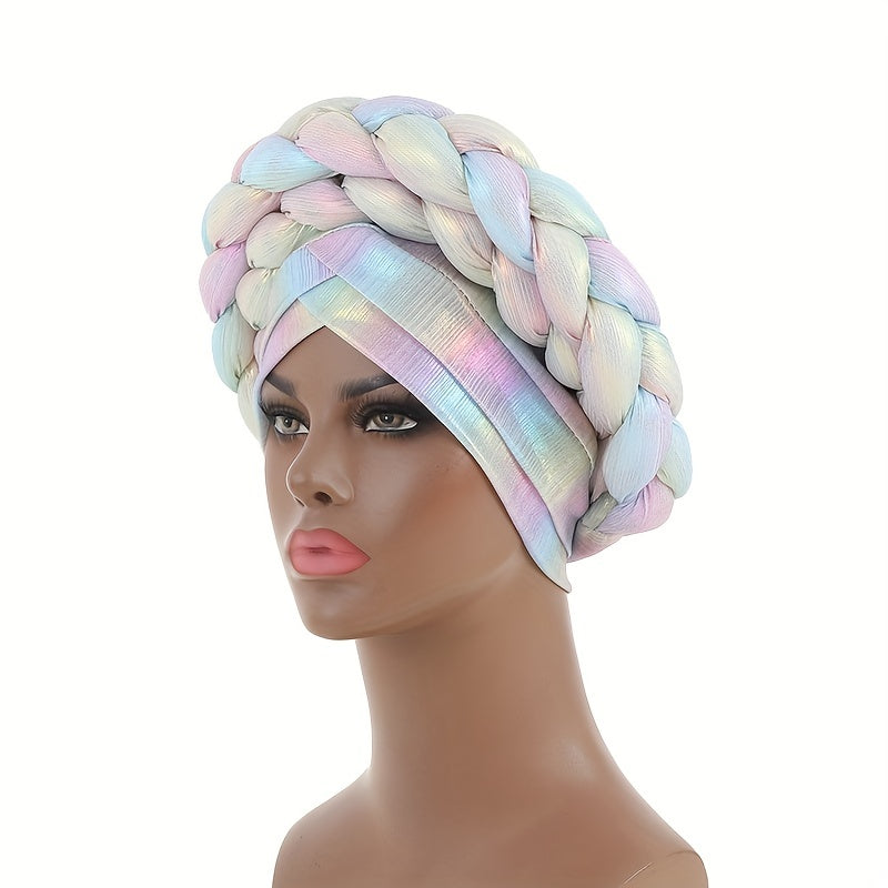 Gradient Turban Cap Double layer Braided Hijab Hat