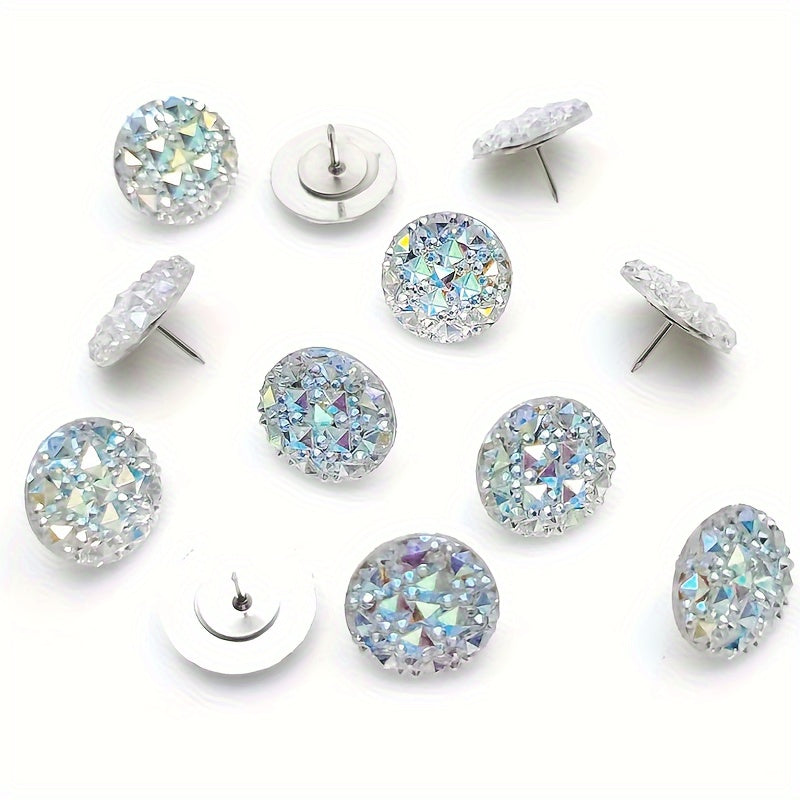 30pcs Glitter Rhinestone Push Pins for Wall Hangings Bulletin Board Maps
