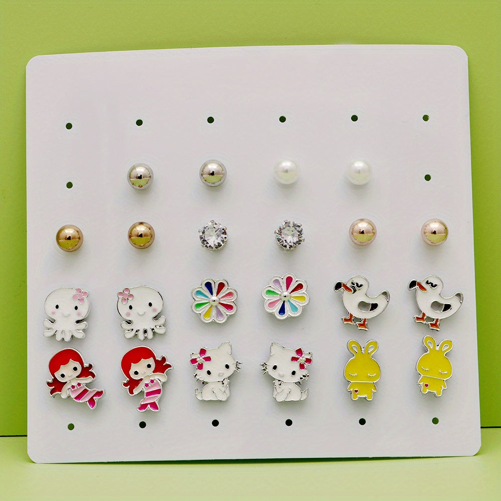 Hypoallergenic Earrings Set 11 Pairs Stud Earrings For Girls