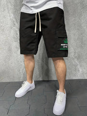 Men's Letter And Leaves Graphic Casual Sports Cargo Shorts