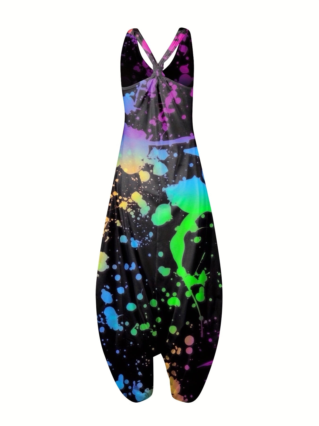 Plus Size Casual Jumpsuit Women's Plus Floral Print V Neck Jumpsuit