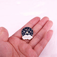 Midnight Clock Brooch Pin Accessory Dark Style Christmas Year Gift