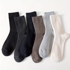 Men's Solid Crew Socks Breathable Comfy Casual Unisex Socks For Outdoor