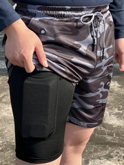 Men's Loose Solid Shorts w/ Pockets Active Drawstring Shorts