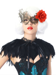 Multicolor Feather Pattern Shawl Cape Set 2 Piece