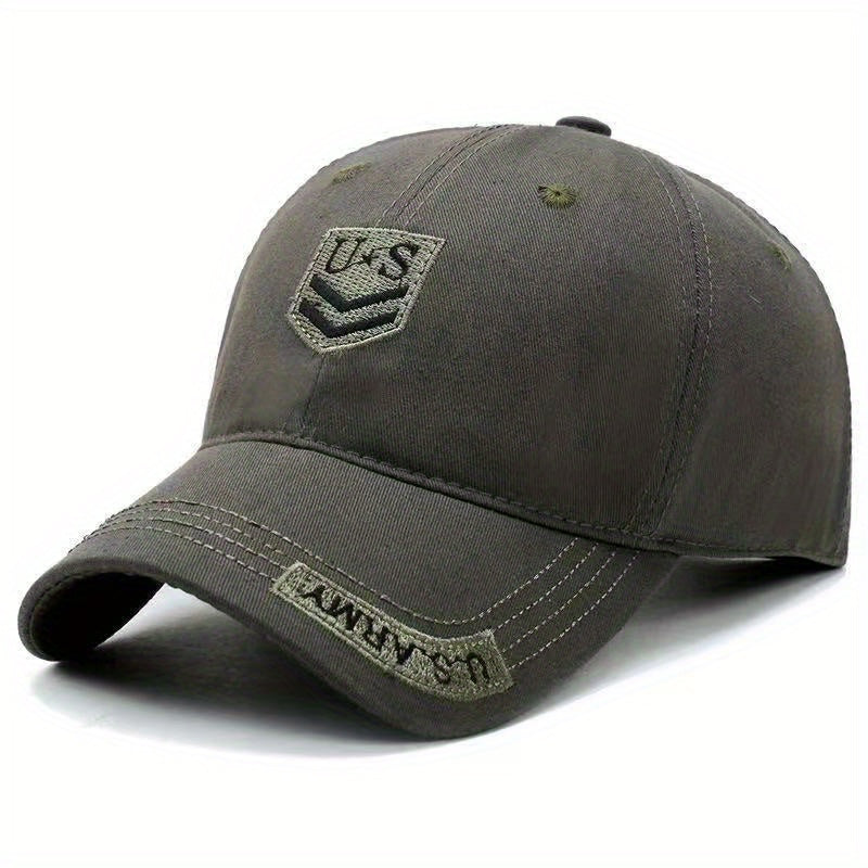 Camouflage Cotton Adjustable Mens Peaked Cap With U S Embroiderey