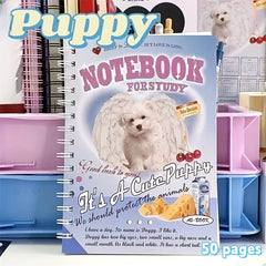 A5 50 Pages Little Animal Coil Notebook Puppy Niche Notepad Pink Kitten