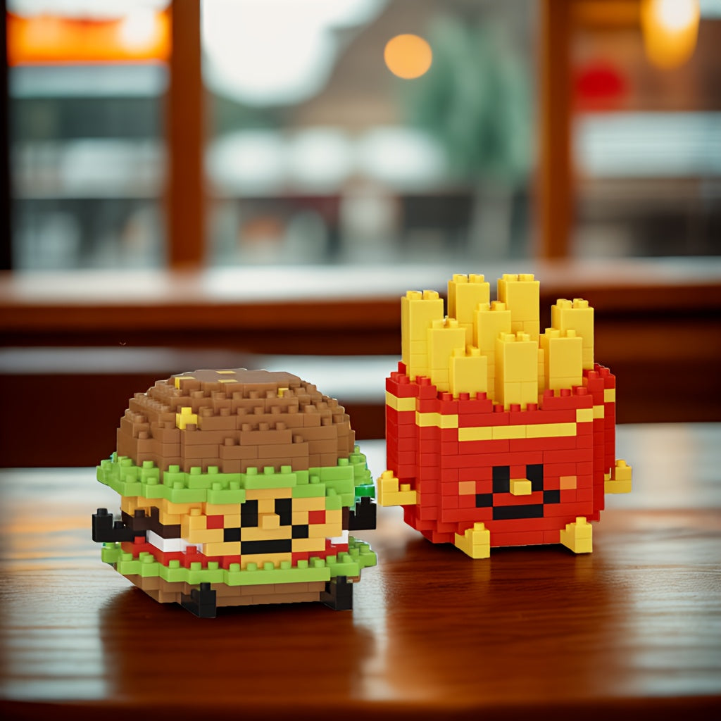 Fast Food Building Block Set - Burgers, Fries, Cola - Christmas Birthday Toy