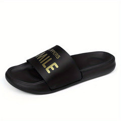 Men's 'SMILE' Print Slides Casual Summer Slippers