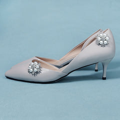 Round Rhinestones Shoe Clip Faux Pearl Shoe Buckle Clips