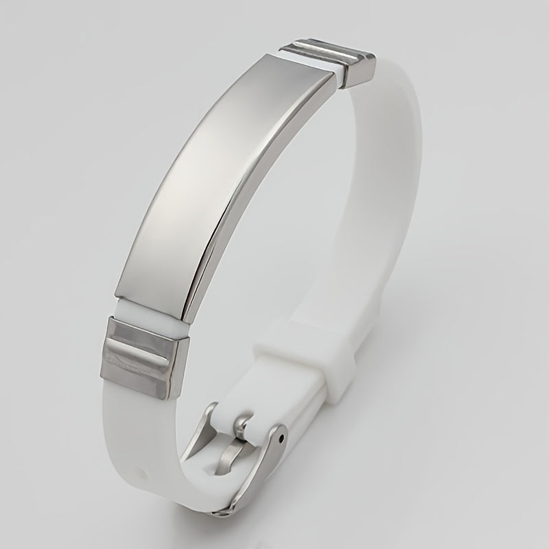 Personalized Titanium Steel Silicone Couple Bracelet