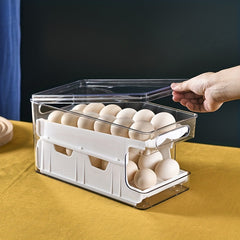 Slide Egg Holder Refrigerator Egg Storage Box Double Layer Stackable Gray Orange