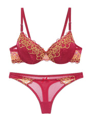 Embroidered Lace Push Up Bra & Panties Set