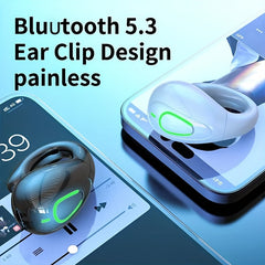Mini Wireless Ear Clip Headset HIFI Bass Stereo Music Earring Headphone Mic