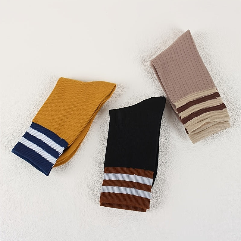 Striped Trim Mid Tube Socks Women's Sports & Casual Socks