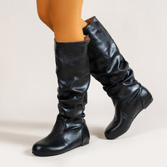 Women's Ruched Knee High Riding Boots