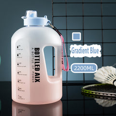 2200ML Large Capacity Water Bottle with Time Marker Gradient Design