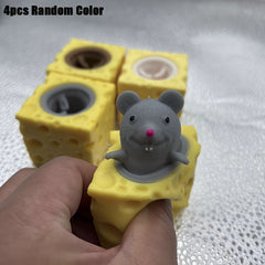 4pcs Mouse & Cheese Squeeze Stress Relief Fidget Toys