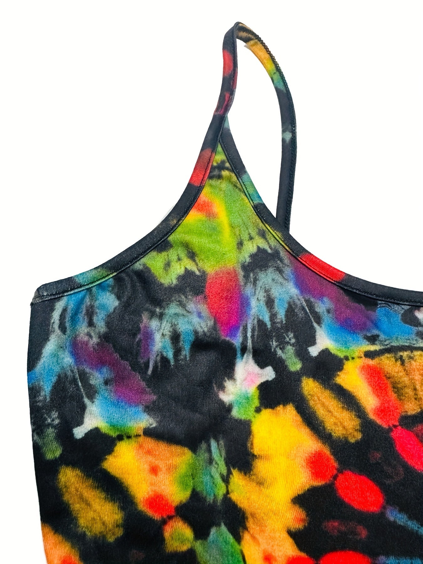 Tie Dye Crop Cami Top Crew Neck Summer Sleeveless Women's Clothing