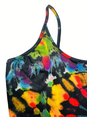 Tie Dye Crop Cami Top Crew Neck Summer Sleeveless Women's Clothing