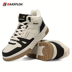Baasploa Men's High Top Skate Shoes Lace Up Comfy Non Slip Sneakers