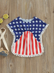 Baby Girls Star Pattern & Striped Swimsuit for Summer Beach Vacation