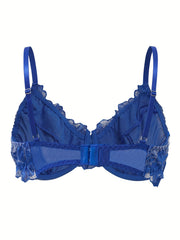 Sexy Bra Women's Plus Floral Lace Mesh Bow Knot Bra