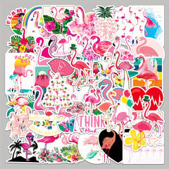 50pcs Flamingo Waterproof Stickers for Water Bottles Laptop Scrapbook Luggage