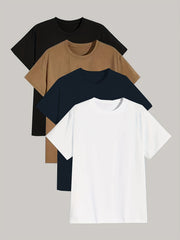 4 Pcs Men's Short Sleeve T-Shirt Set for Summer