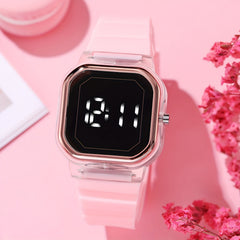 Colorful Digital Watch LED Display Button Setting Electronic Watch