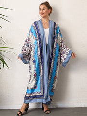 Boho Kimono Scarf Print Long Sleeve Maxi Kimono Cover Up