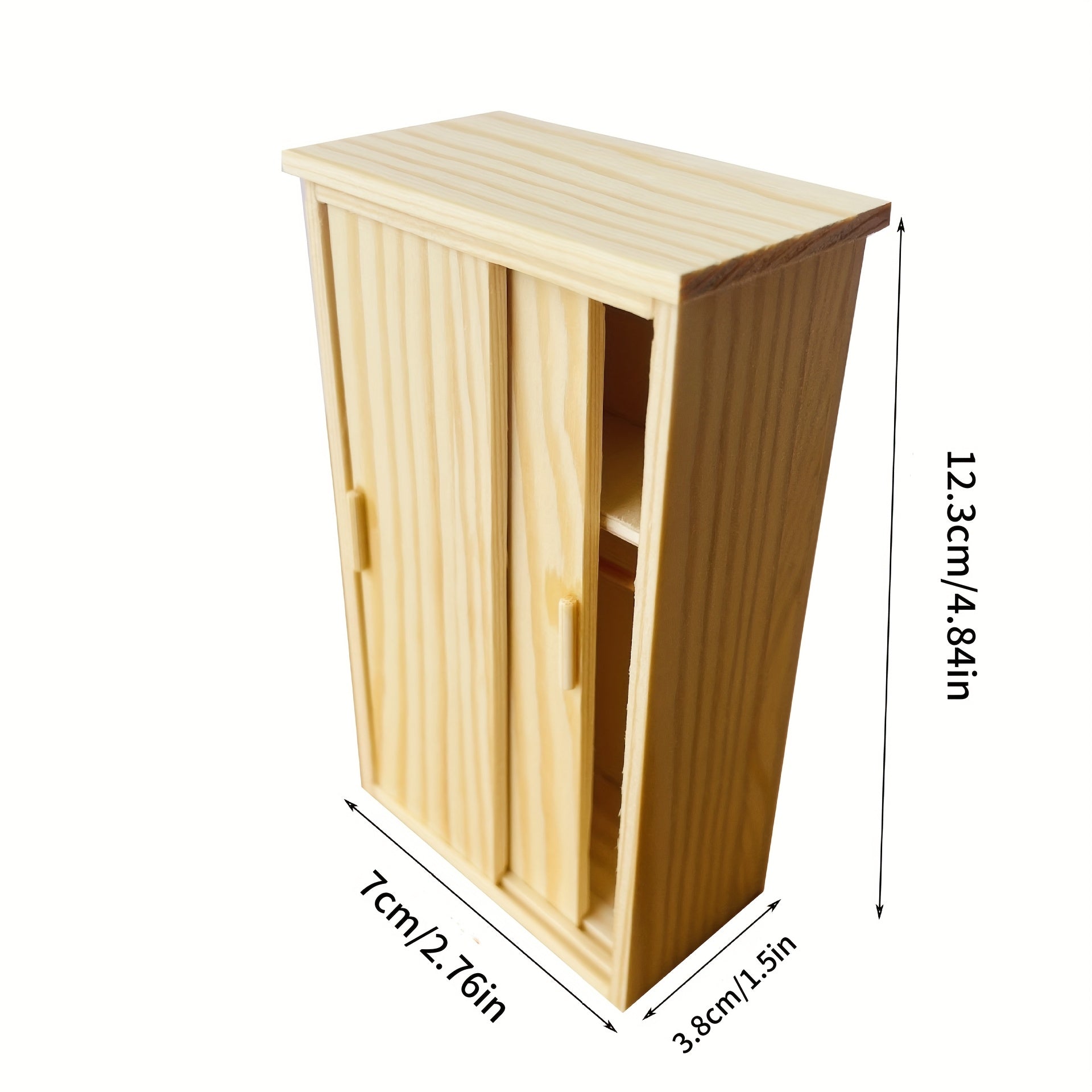 1:12 Scale Dollhouse Wardrobe Recycled Wood Closet with Sliding Door