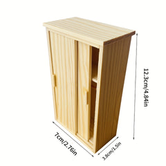 1:12 Scale Dollhouse Wardrobe Recycled Wood Closet with Sliding Door
