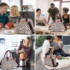 Leopard Lunch Bag Insulated & Reusable with Adjustable Strap