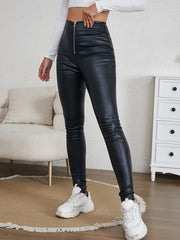 Solid PU Leggings Pants High Waist Skinny For Office
