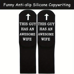 Men's Creative Letter Graphic Cotton Blend Mid Crew Socks