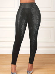 Snake Print High Waist Leggings Skinny Fit Stretchy Women's Clothing